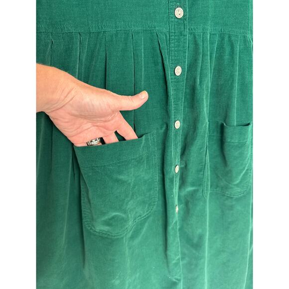 Vintage Talbots Forest Green Corduroy Button Front Midi Fall Hoilday Dress XL - Picture 16 of 16